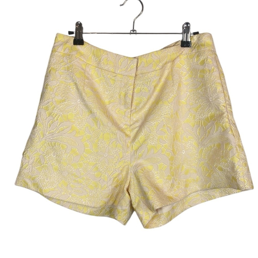 One Market yellow cream all over pattern shorts